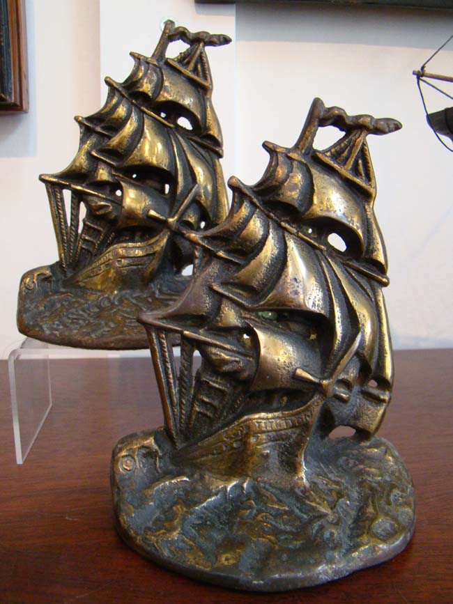 A pair of U.S.S. Constitution bookends by Greenblat Studios of Boston circa 1926
